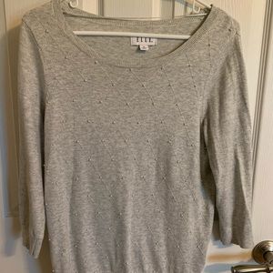 Elle Argyle Patterned Sweater with Pearl Accents